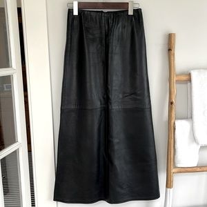 Swann black long leather skirt